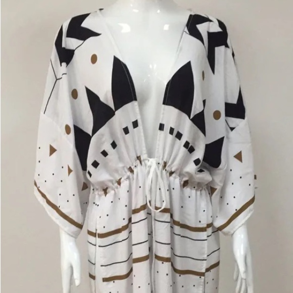 SOLD OUT CLEARANCE Aztec Tribal Geometric Boho Swim Beach Coverup - Picture 5 of 7